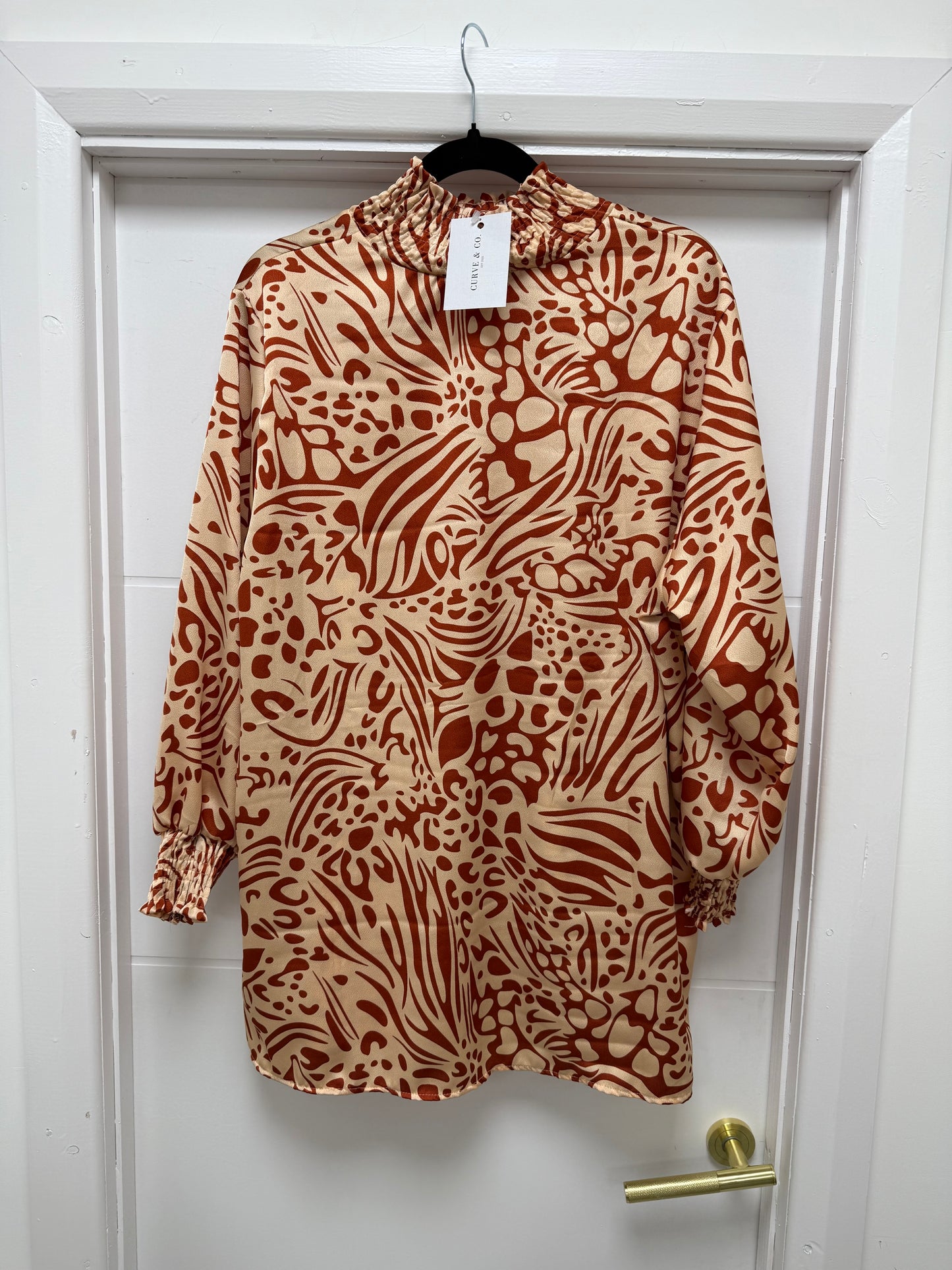 High Neck Patterned Blouse