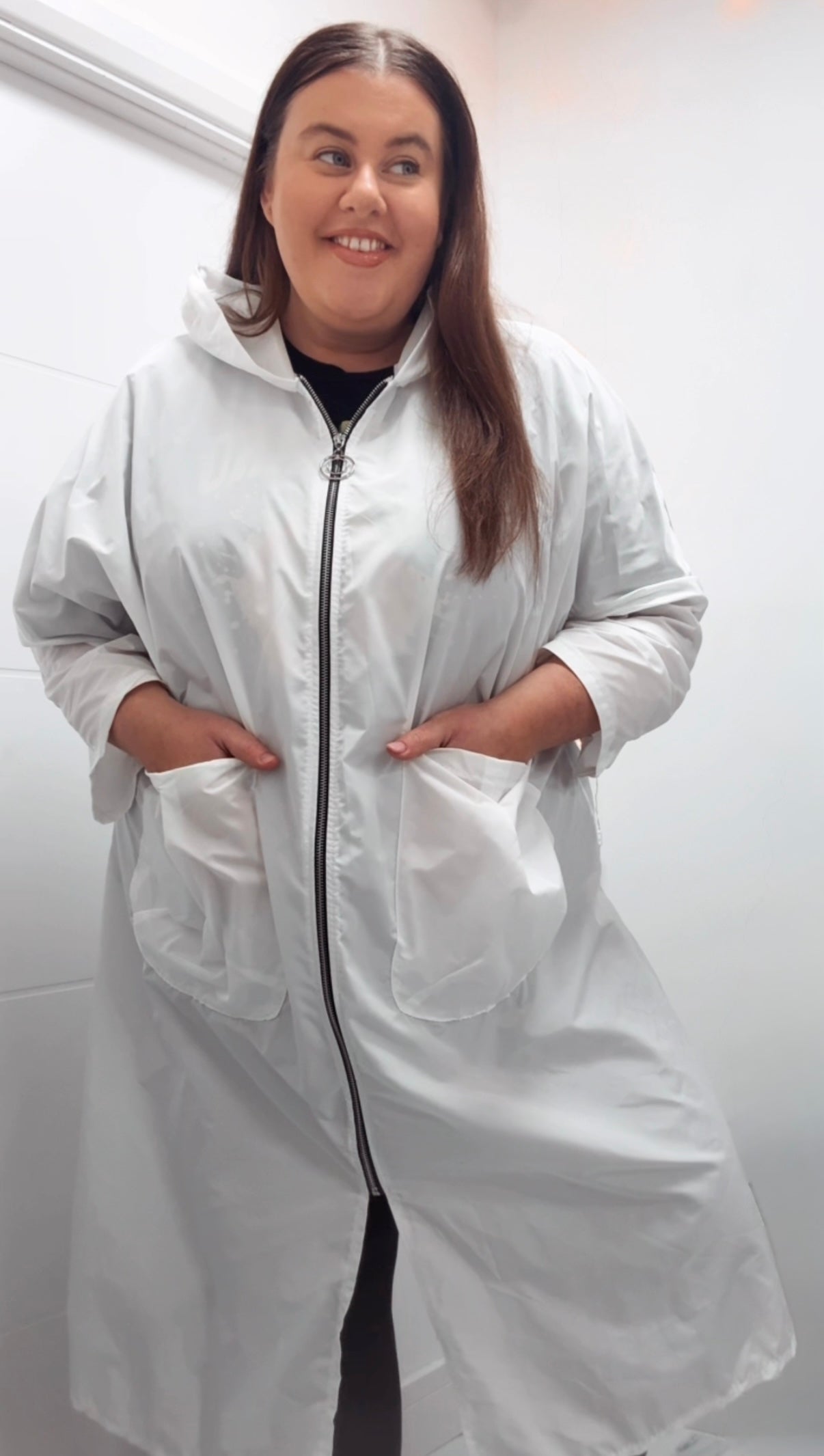 Lightweight White Rain Coat