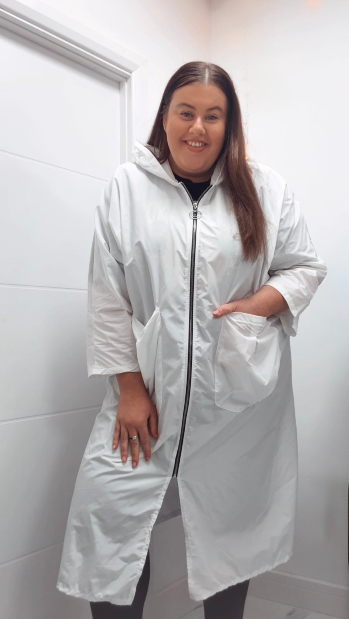 Lightweight White Rain Coat